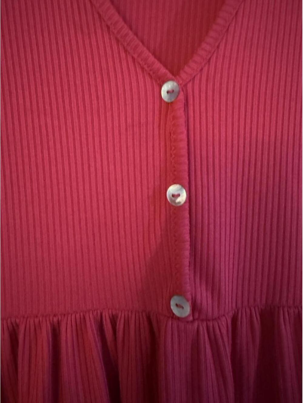 Pink Ribbed Button Front Babydoll Dress XL - Picture 2 of 4